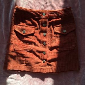 Garage Corduroy Mini Button-Up Skirt